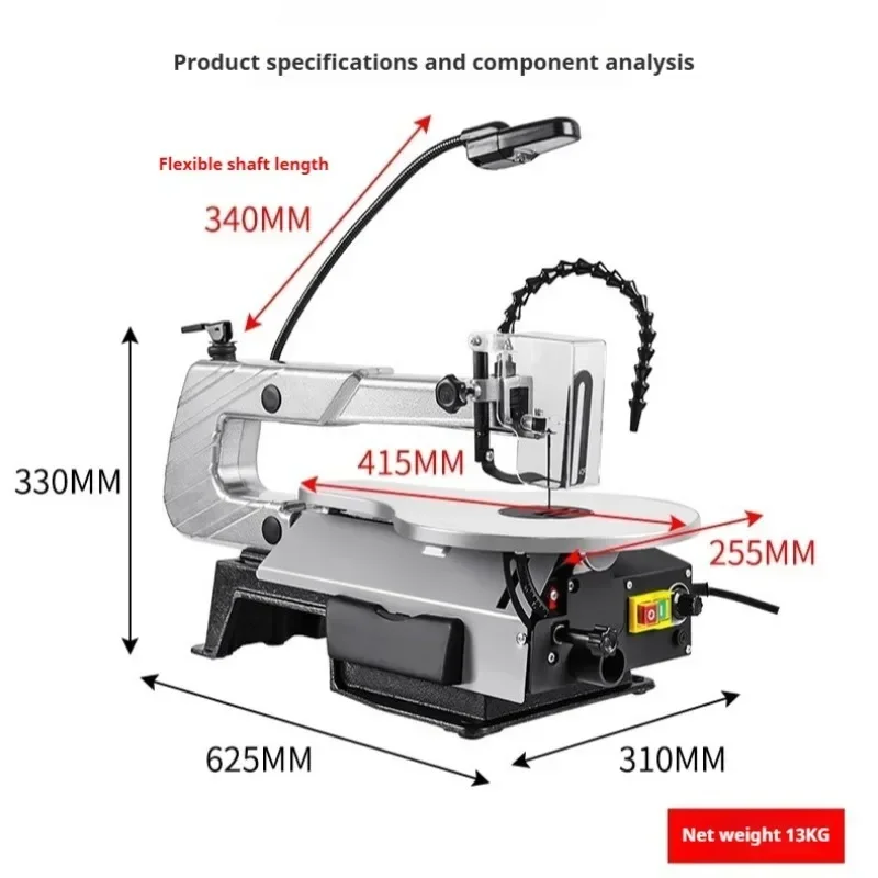 16 Inch Variable Speed Scroll Saw with Work Light Adjustable Table Top Angle Easy-Access Blade Changes Includes Sawblades