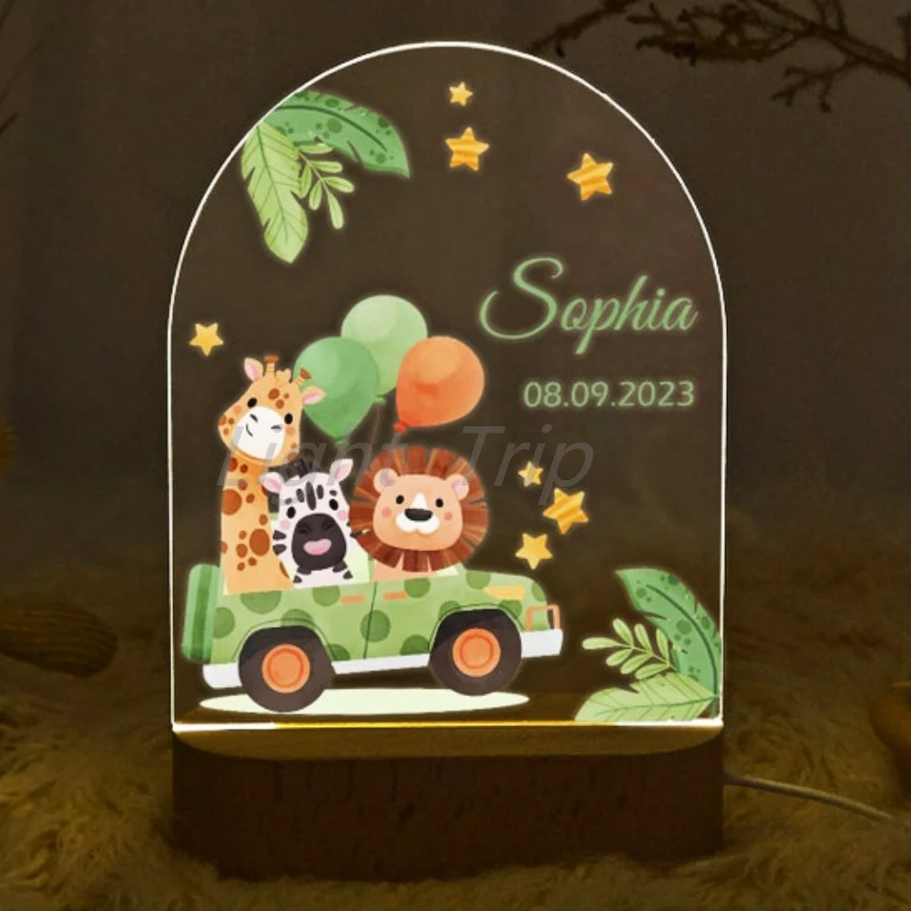 Night light personalized Safari  Baby gift birth  Night light baby  Birth gift baby Perfect Birthday Gift for Girls Boys