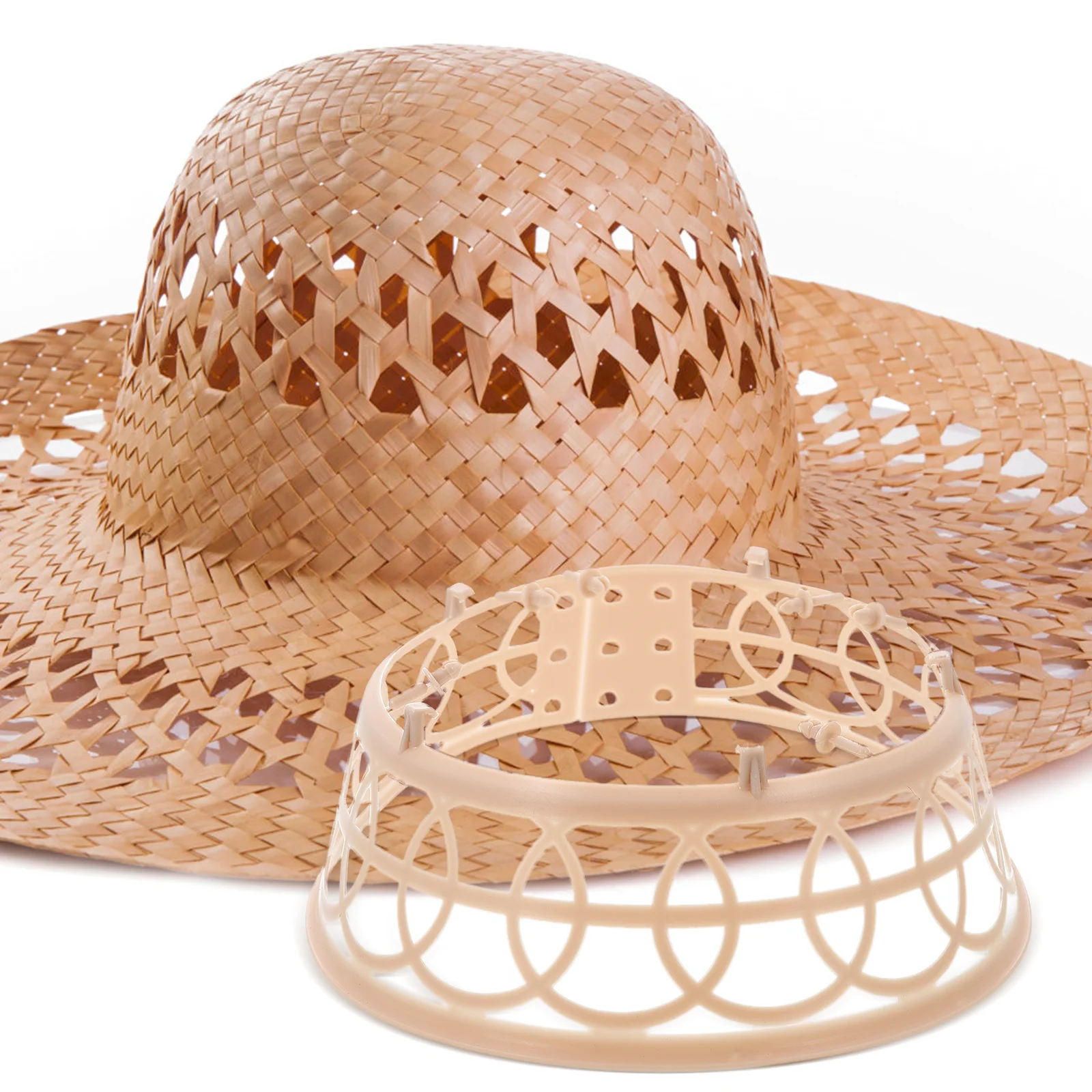 10 Uds. Soporte de anillo para sombrero de plástico tejido, círculo interior trenzado chino, lazo de paja, aro ajustable para Material cónico DIY