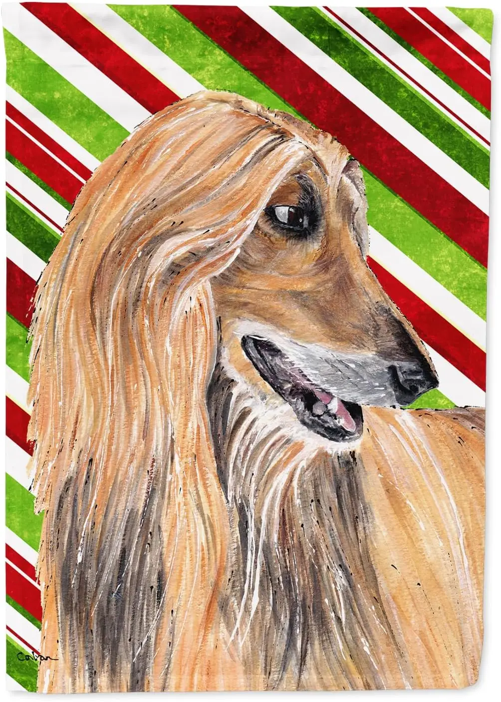 Carolines Treasures SC9498GF Afghan Hound Candy Cane Holiday Christmas Garden Flag Mailbox Flag Decorative Yard Flag Outs