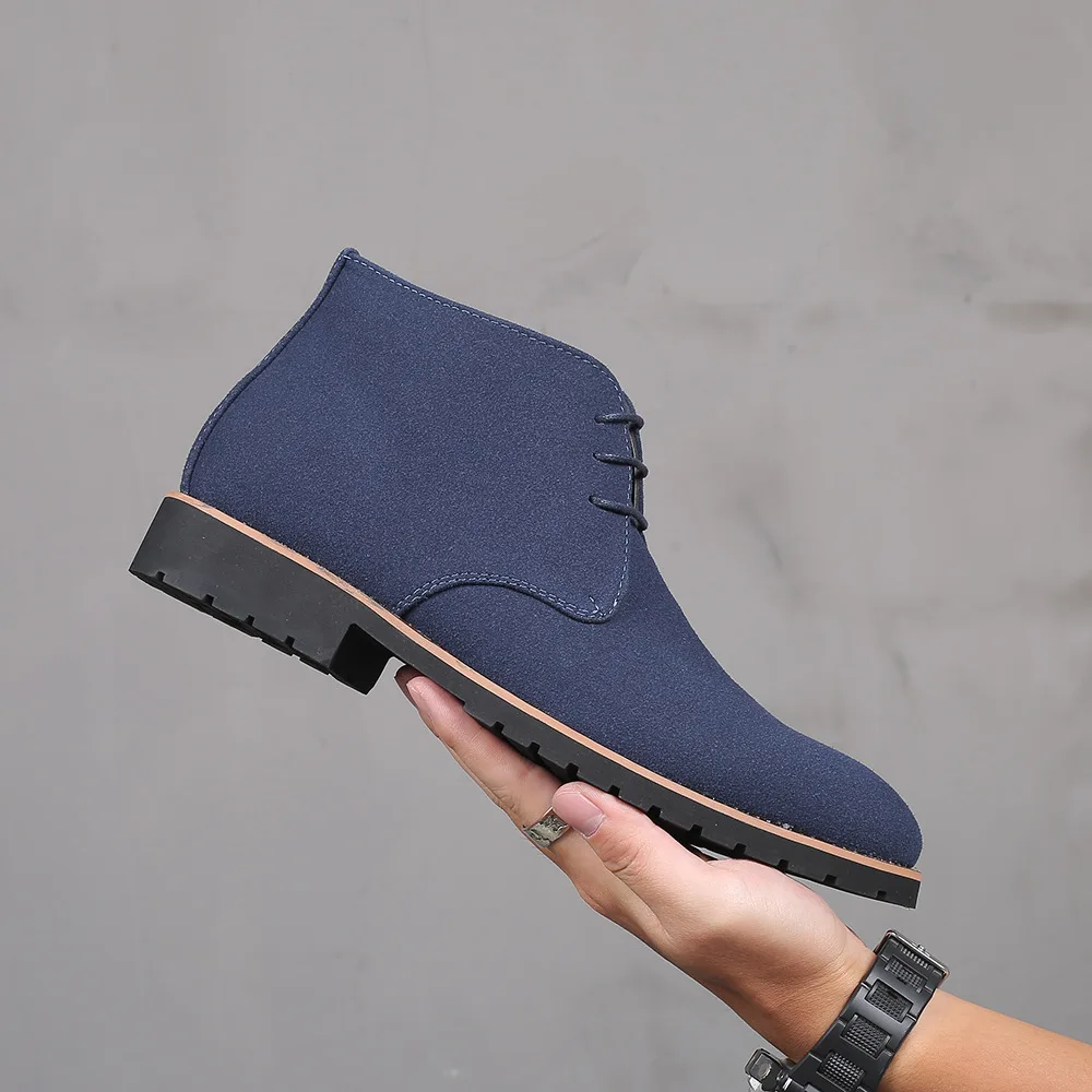 Man Black Suede Boots Brown Dress Formal Shoes Casual Business Mens Ankle Boots Cowboy Man Shoes High Top Botas Para Hombre