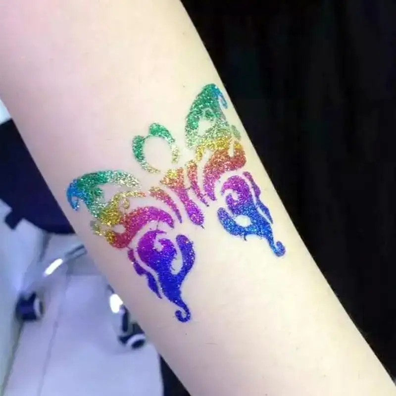 Tatuagem única em pó com glitter, gel branco, cola flash, Art Lasting, pintura corporal, impermeável, longa, B0G4, 10ml