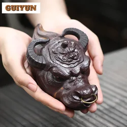150ml Authentic Yixing Purple Clay Teapots Artists Handmade Ox-head Pot Raw Ore Mud Hand Grab Kettle Zisha Tea Set Collection