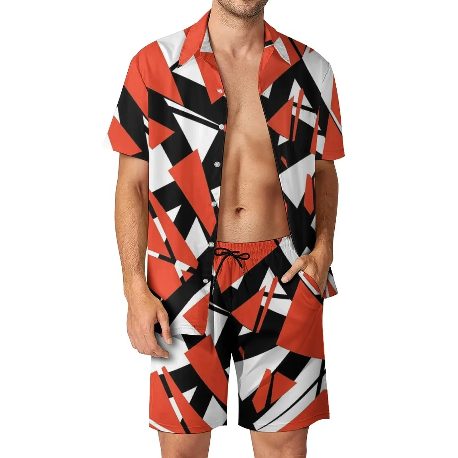 Van Halen Shirt 2Pcs Suit 3D print Vintage Shirts Beach Shorts Oversized 2Pcs set Vacation Hawaiian Streetwear Man Suits