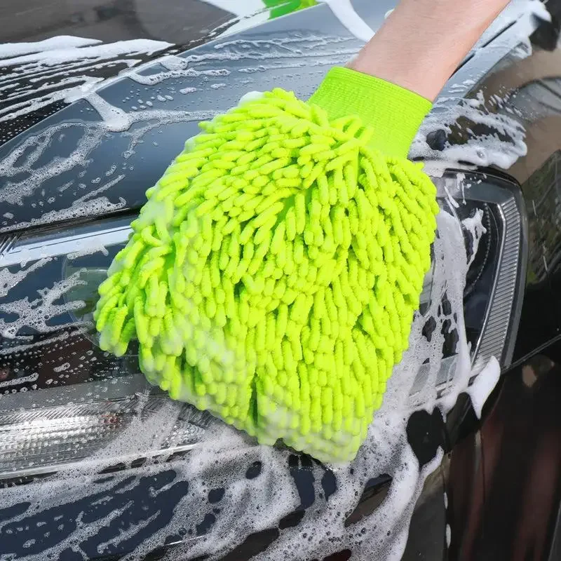 2PcsDouble-sided Microfiber Washable Car Washing Gloves Thick Care Cleaning Gloves Detailing Brush Towel Car Wash Cleaning Tools