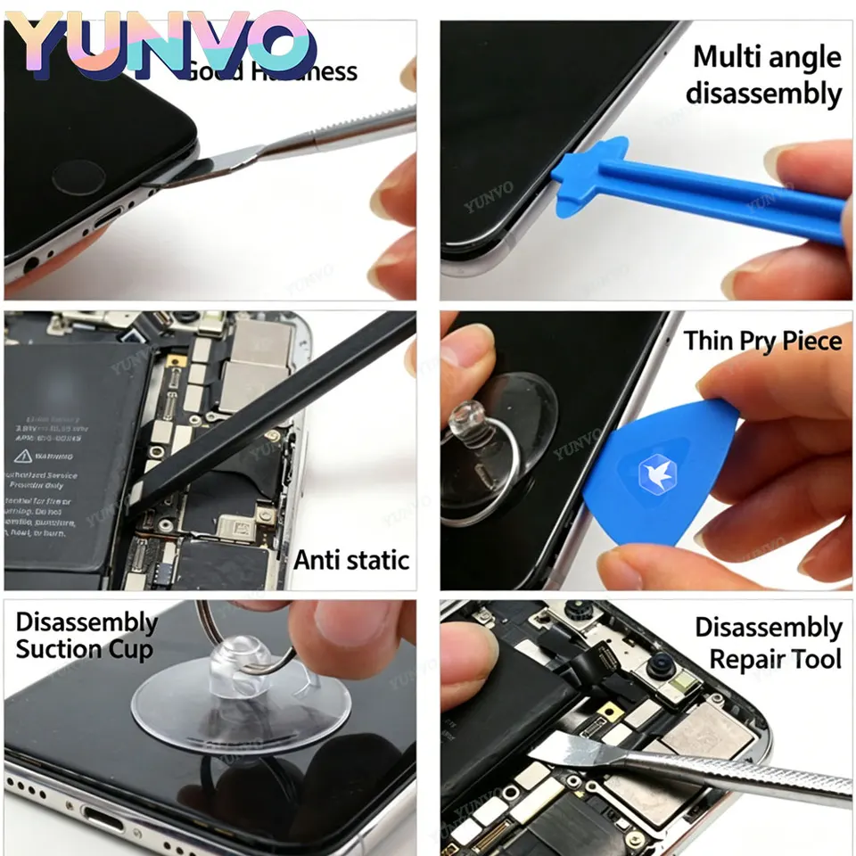 Kit de reparación de teléfonos multifunción de 34 piezas, set de destornilladores de precisión para mantenimiento de iPhone y Smartphones 5