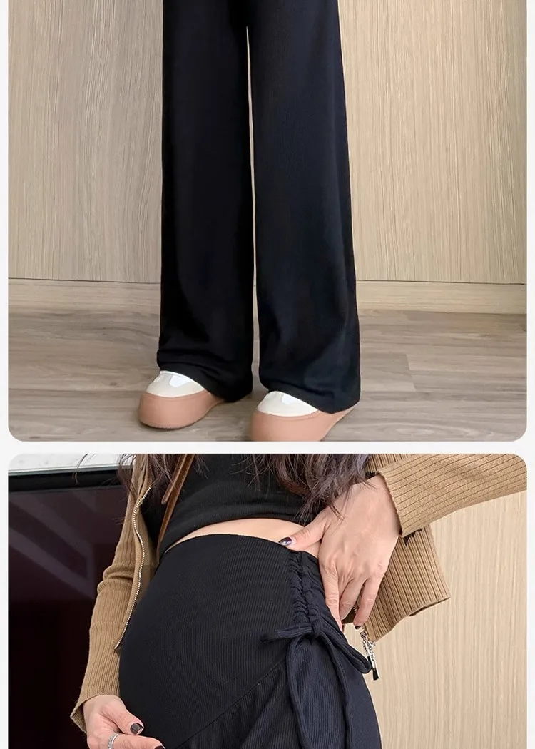 Umstandshose Frühling und Herbst Outdoor Wear Neue Sommer Petite Casual Kordelzug Gerade Hose mit weitem Bein Umstandsmode – Detail 18