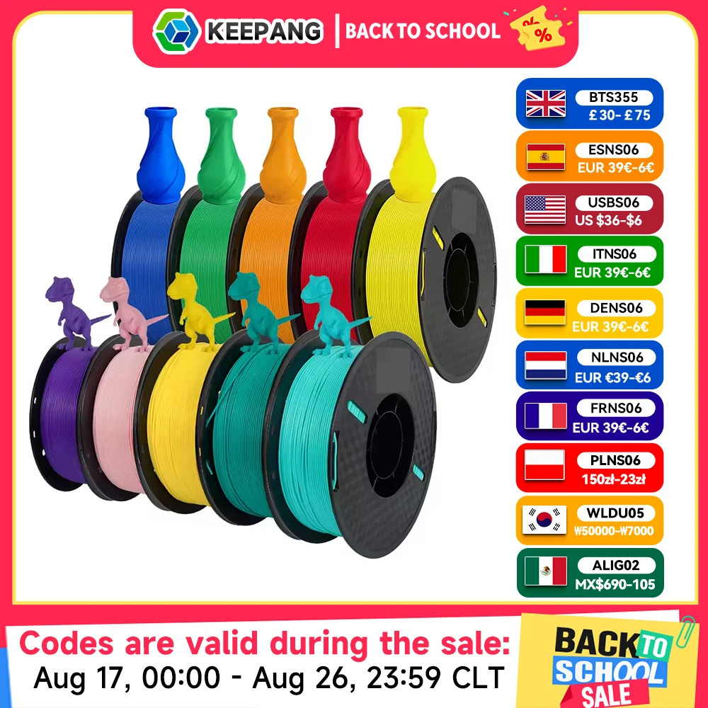 KEEPANG PLA/HS-PLA/PLA Matte/PLA Pro Filament 5KG PLA 3D Filament 1,75mm 1KG/Rolle (2,2lbs) Ordentlich gewickelte 3D-Druckmaterialien