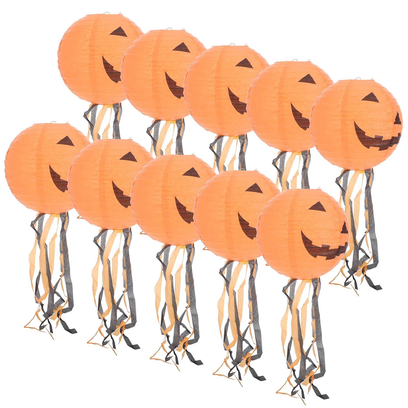 

10 Pcs Paper Lantern Hanging Halloween Decoration Pumpkin Party Lanterns ange Eco Friendly Sturdy Support Low Consumption Yard