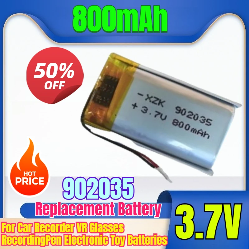 

New 3.7V 600mah Rechargeable Lithium Polymer Battery 902035 for Car Recorder VR Glasses Recording Pen Electronic Toy Batteries