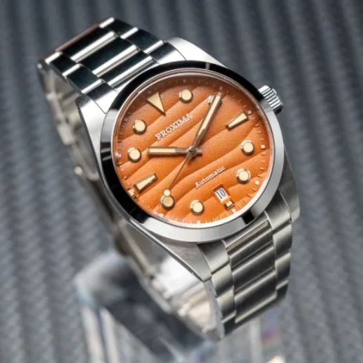 

Мужские автоматические часы PROXIMA, 37 мм, механические наручные часы, водонепроницаемость 20ATM, светящийся сапфировый циферблат с текстурой пустыни, PT5000 SW200