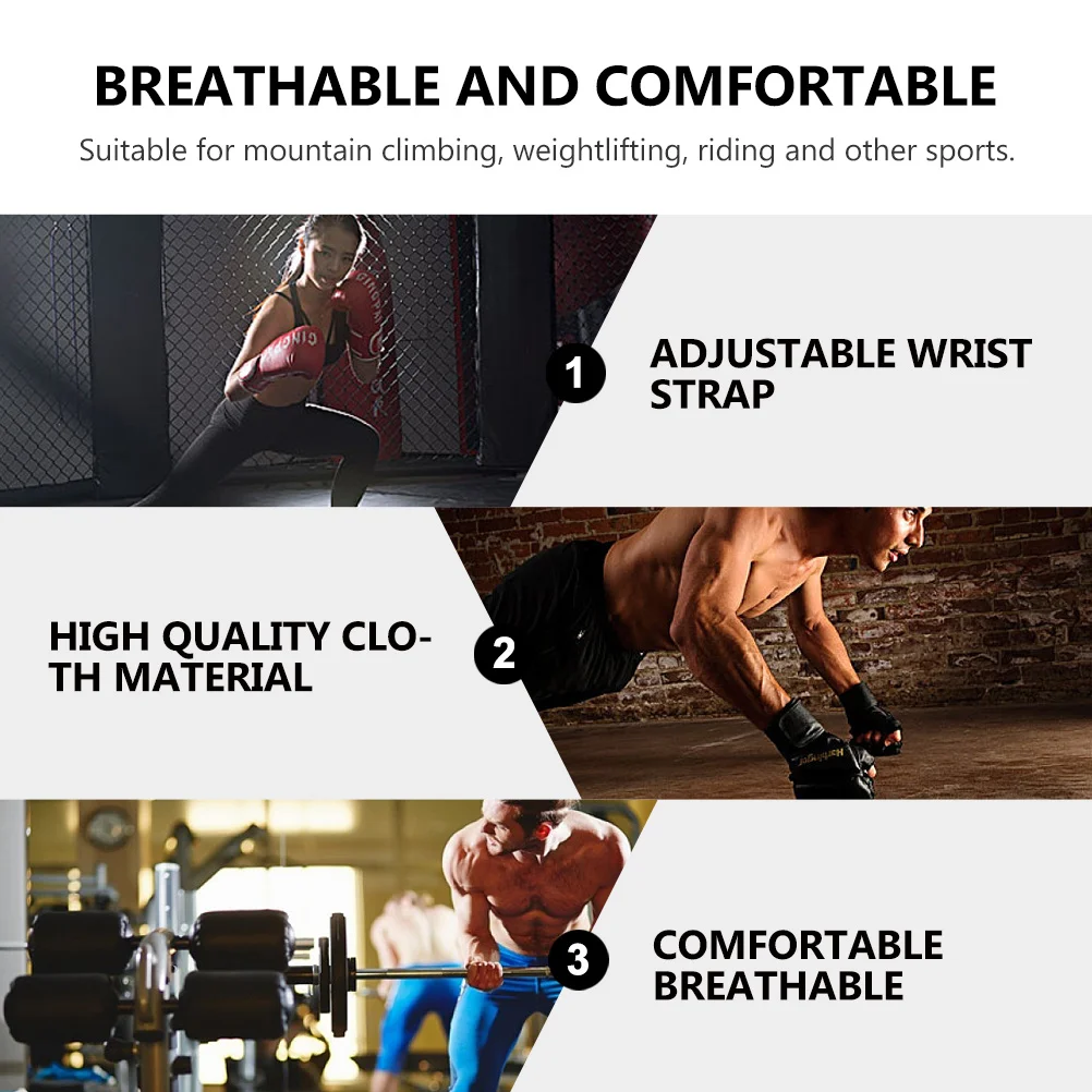 

1 пара велосипедных перчаток, защитные перчатки на половину пальцев, дышащий, износостойкий, регулируемый ремешок на запястье для верховой езды, фитнеса