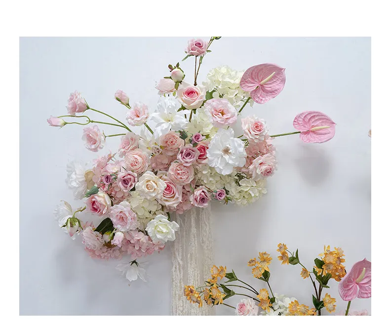 5D Künstliche Blumen Rosa Rose Anthurium Hochzeitsdekoration Willkommensschild Blumenarrangement Hochzeitsbogen Blumenreihe Hintergrund-Requisiten – Detail 9
