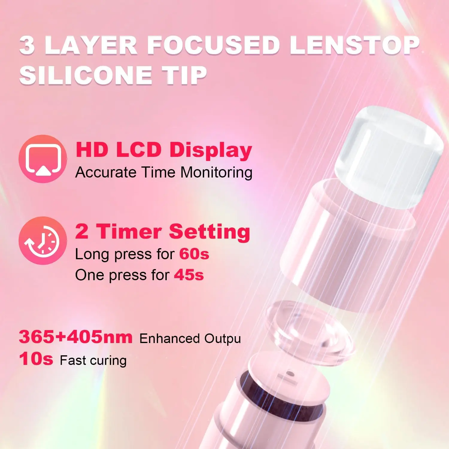 ضوء صغير للأشعة فوق البنفسجية للأظافر، مصباح علاج LED محمول مع حامل، ضوء قلم محمول لتلميع الجل (أبيض)