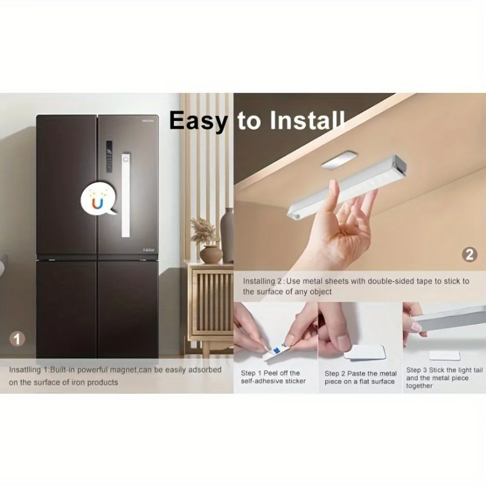 5pcs Set of LED Motion Sensor Cabinet Lights, Used for Cold And Warm Lighting, USB Rechargeable Table Lighting, Suitable for Hom