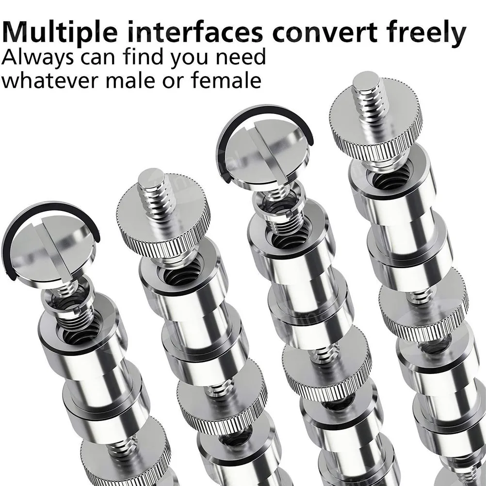 

22pcs Tripod Screw Converter Silver 1/4 to 3/8 Double Head Studs Adapter Nuts Camera Mounting Photography