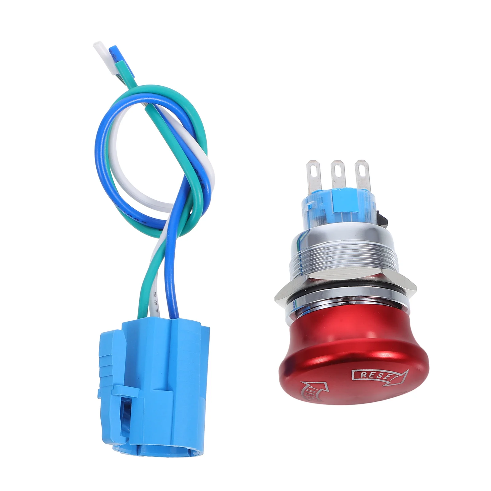 

1 set 22mm Stainless Steel Metal Lock Emergency Stop Button Switch Connector Plug 12 220V Safety Easy Installation Wide Voltage