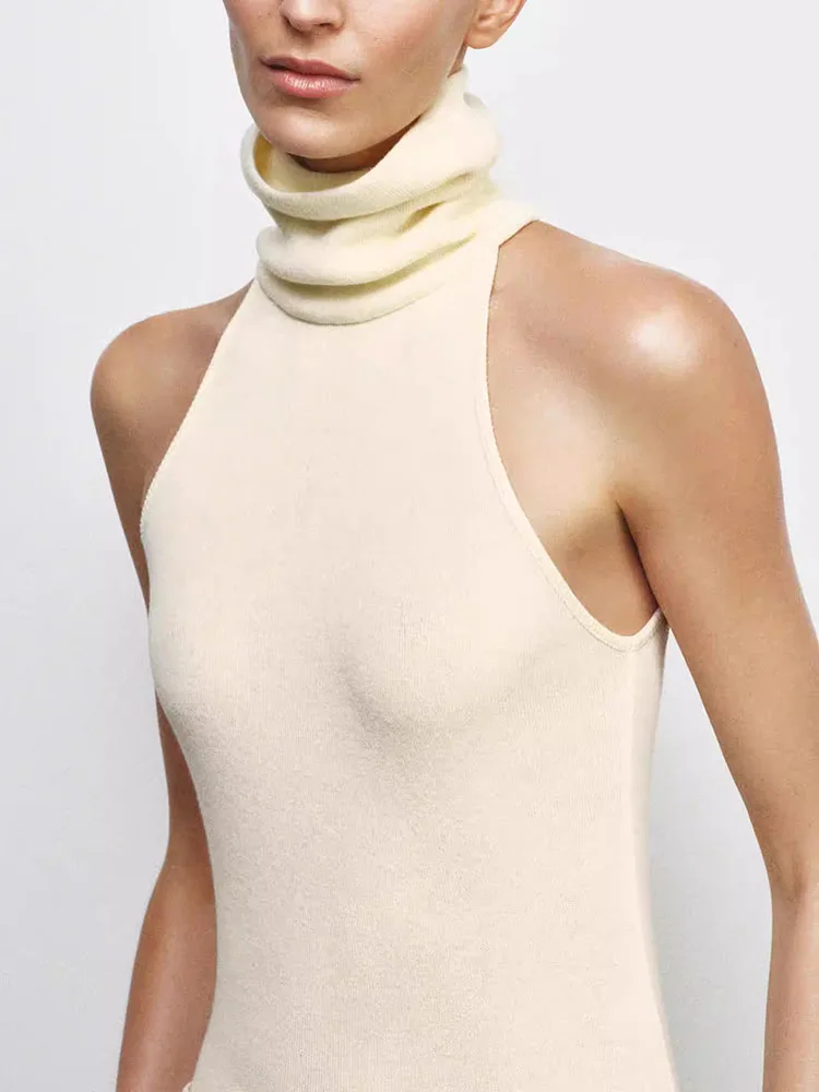 Spring 2026 Women's Pure Color High Collar Sleeveless Straight Tube Top Chinese Style Shirt round Neck Long Sleeve Regular Le...