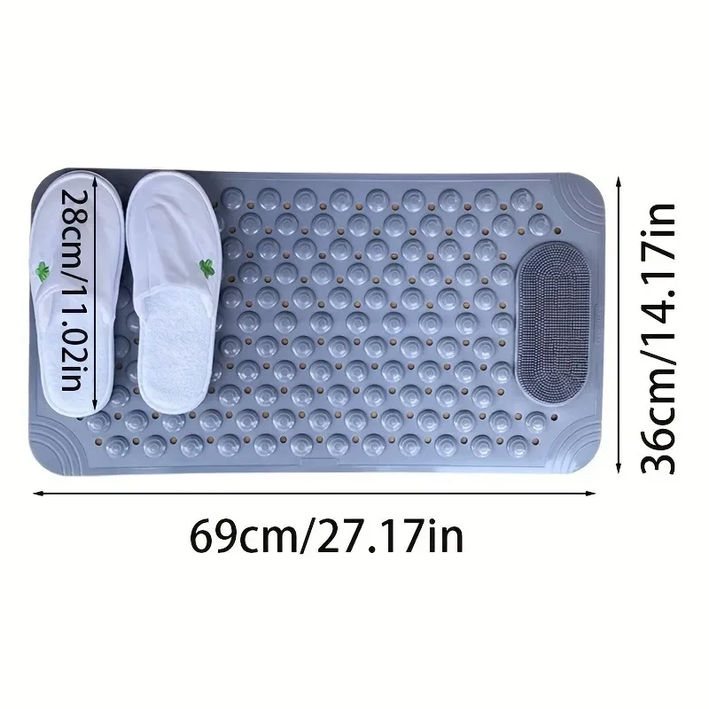 Bathroom Rubber Non-slip Mat Shower Foot Mat with Draining Holes Bathtub Mat Suction Cups Kitchen Area Rugs Home Accessories