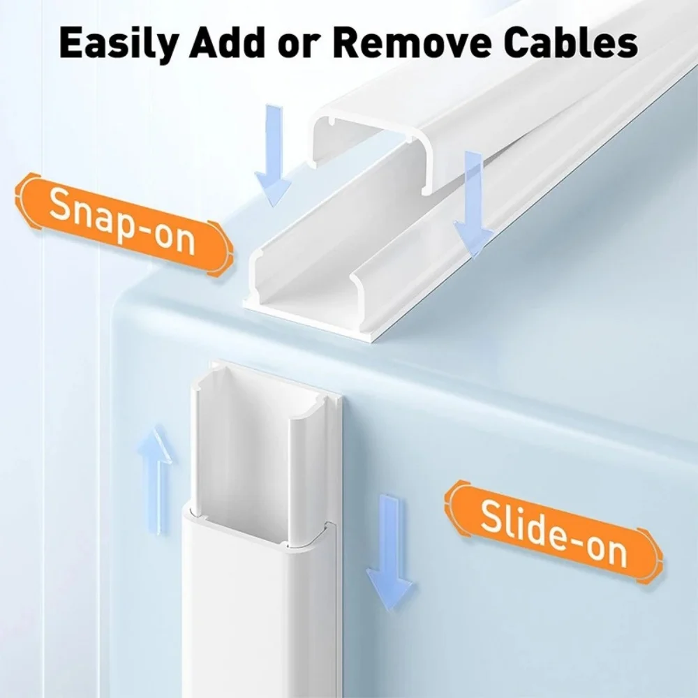 1/4/8pcs High Cord Hider Paintable Self-Adhesive Wall Wire Cover Square Electric Wire Slot Office PVC Wire Hider, Cable Raceway view 3