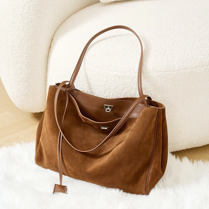 First Layer Matte Cowhide Tote Bag for Women Luxury Brand Large Capacity Handbag 2026 New Genuine Leather Shoulder Crossbody Bag