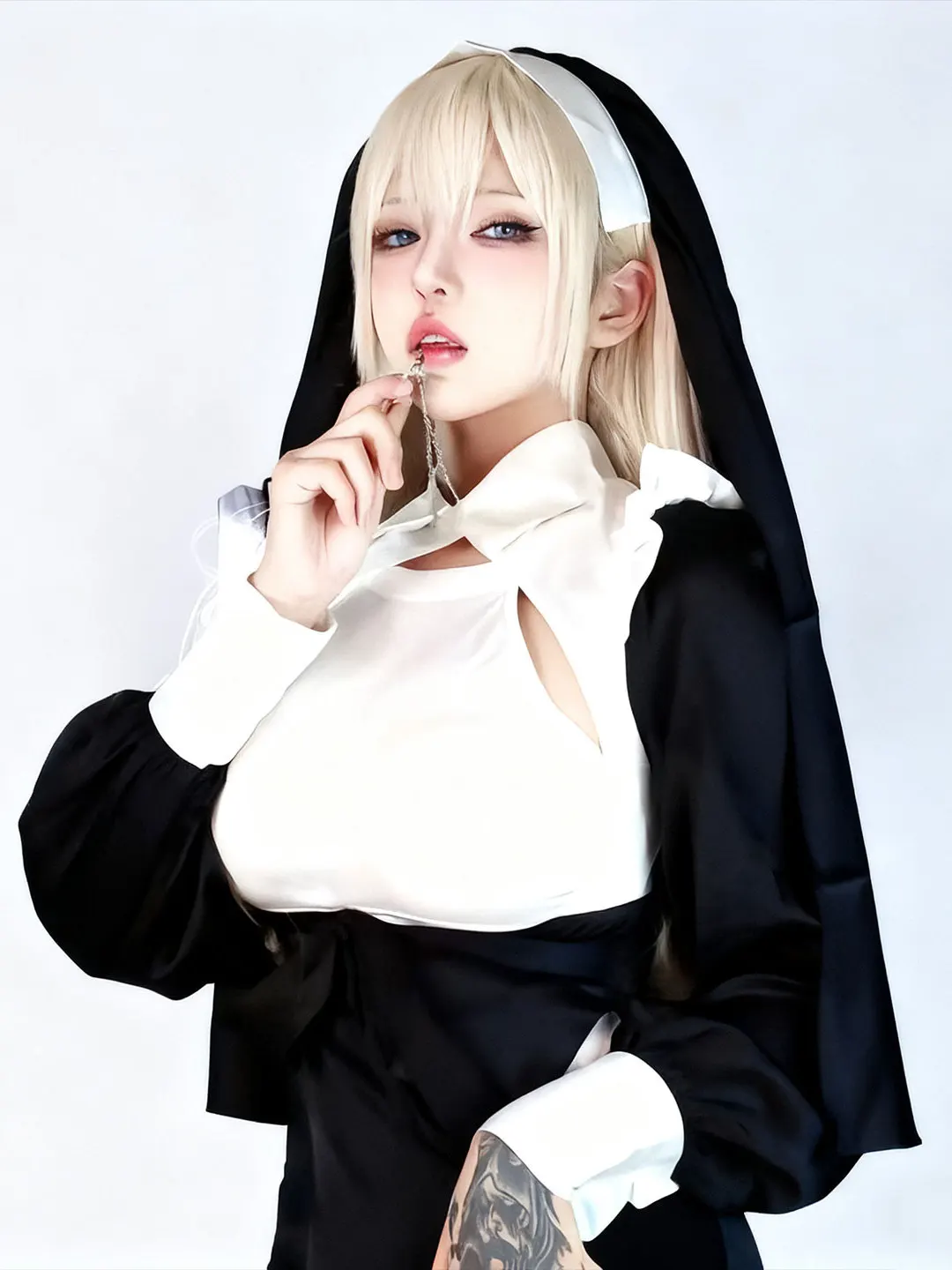 مثير loween راهبة Sle Dr تأثيري الحجاب لوليتا القوطية زي الرغبة النقية المرأة طويلة Sve سليم صالح ألياف البوليستر #4