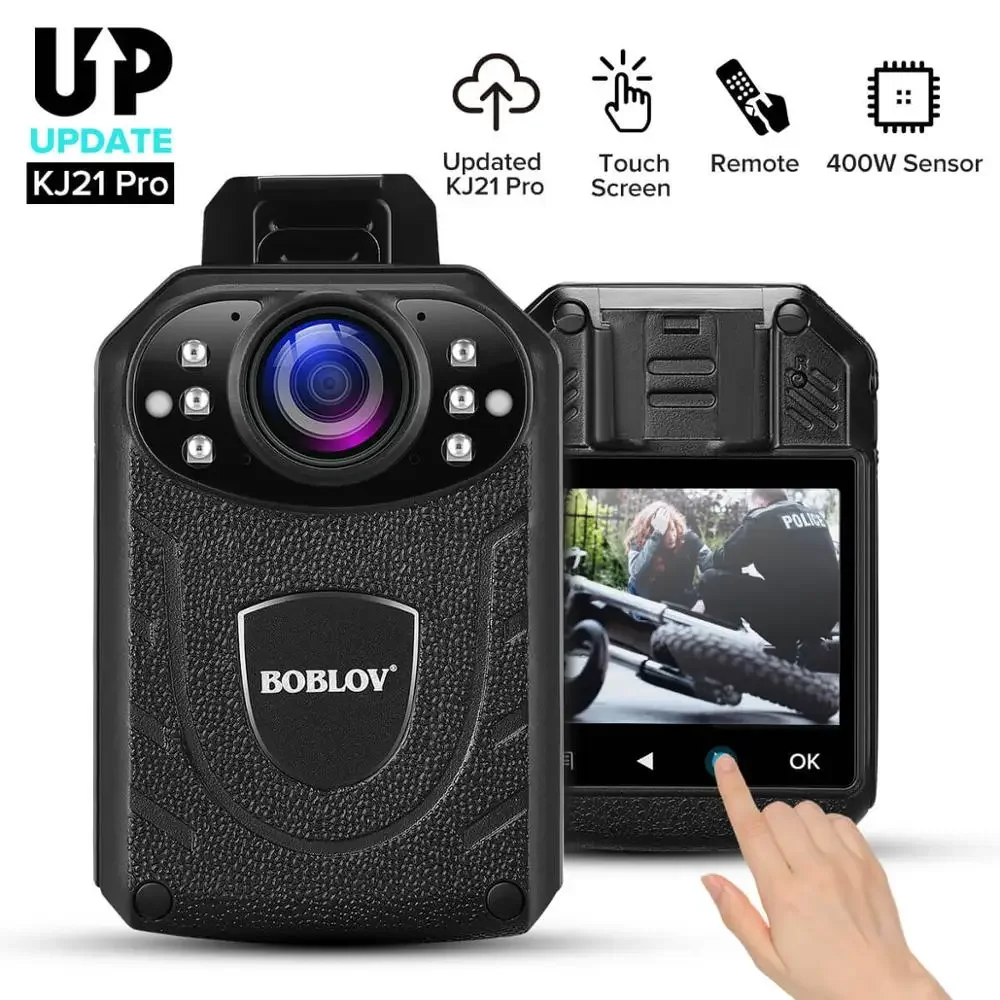 BOBLOV KJ21Pro Body Camera 1296P HD, Night Vision 15ft, 10HR ,  Touch Screen, Remote Control, Mini Camcorder for Security