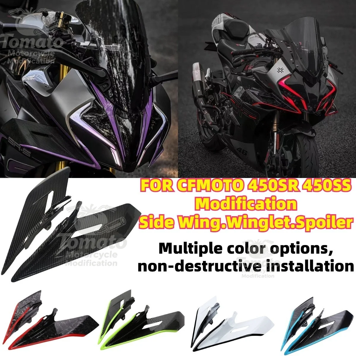 For Cfmoto 450SR 450SS Modification Winglet Spoiler, Air Deflector, Side Wing, Fairing, Wing Side Winglet Accessories Various Co