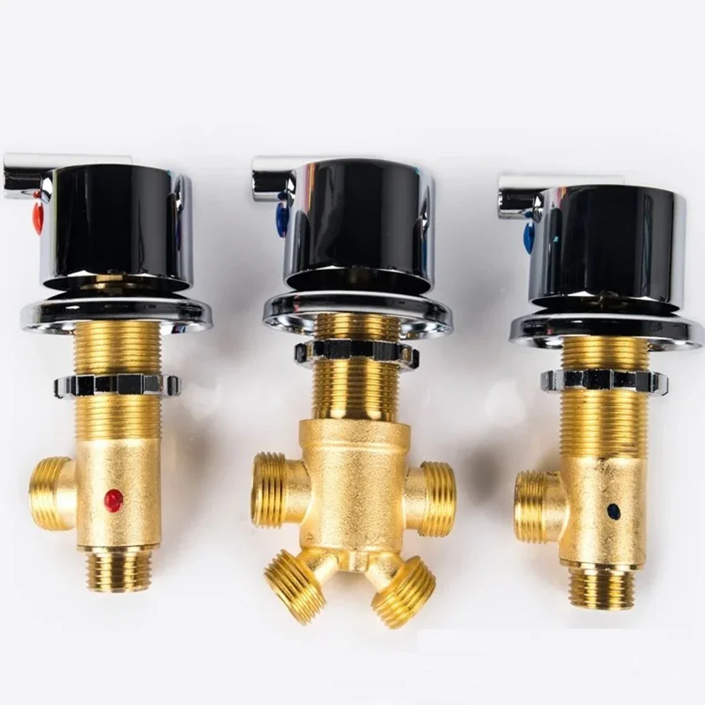 Solid Brass Chrome Finish Bathtub Hot & Cold Water Control Valve Faucet Bath Shower Mixer Bathtub 3 Piece Set Switch Valves