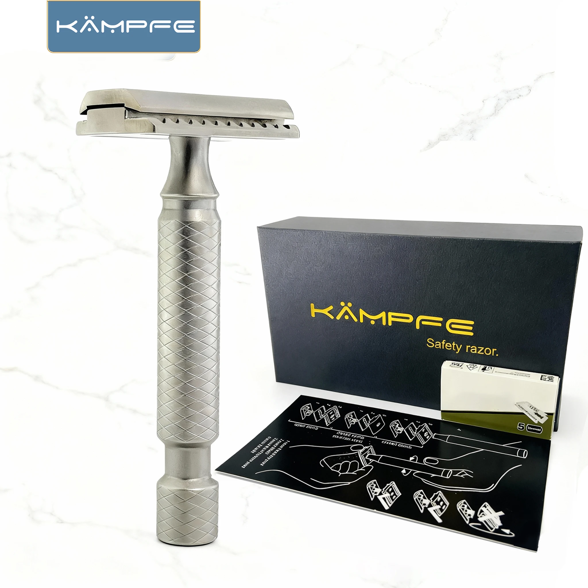 KAMPFE Men's Manual Titanium Alloy CNC Machining Safety Razor Grooming Shaver Tool Gift for Boyfriend