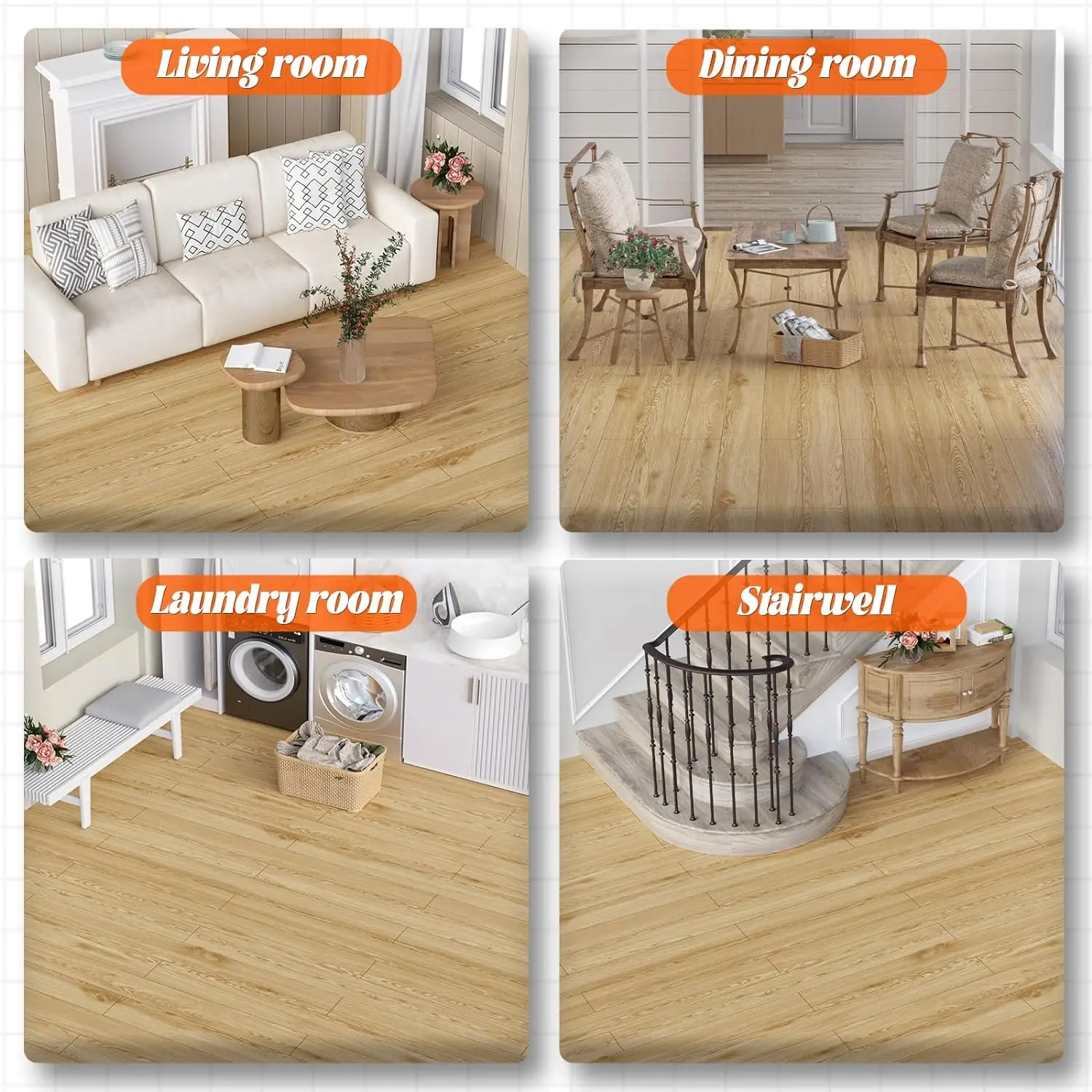 40CM Thickened Self-adhesive Wood Grain Floor Stickers Modern Waterproof Stickers Kitchen Living Room Floor Decoration Stickers