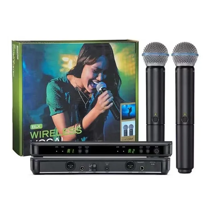 High Quality BLX288 Dual Channel Wireless Microphone Dual Handheld Wireless PG58 Microphone Digital Vocal System YHS BLX288