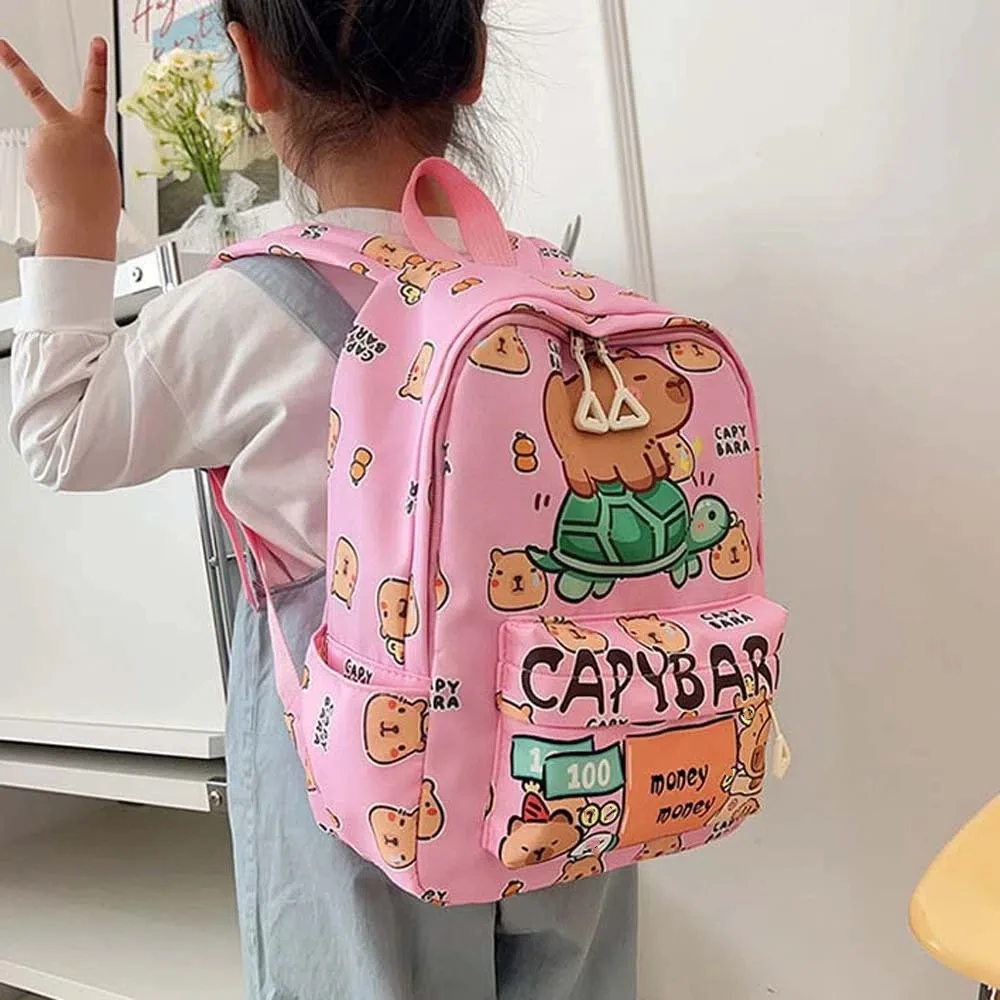 

Thickened Capybara Backpack Wide Straps Lightweight Cartoon Animal Daypack Foldable Multi Functional Large Capacity School Bag