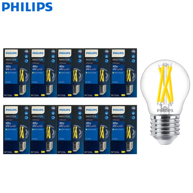 Philips Master Glass LED Candle Luster E27 Bulb Filament P45 Clear Lamp DimTone Dimmable Warm White Indoor Light