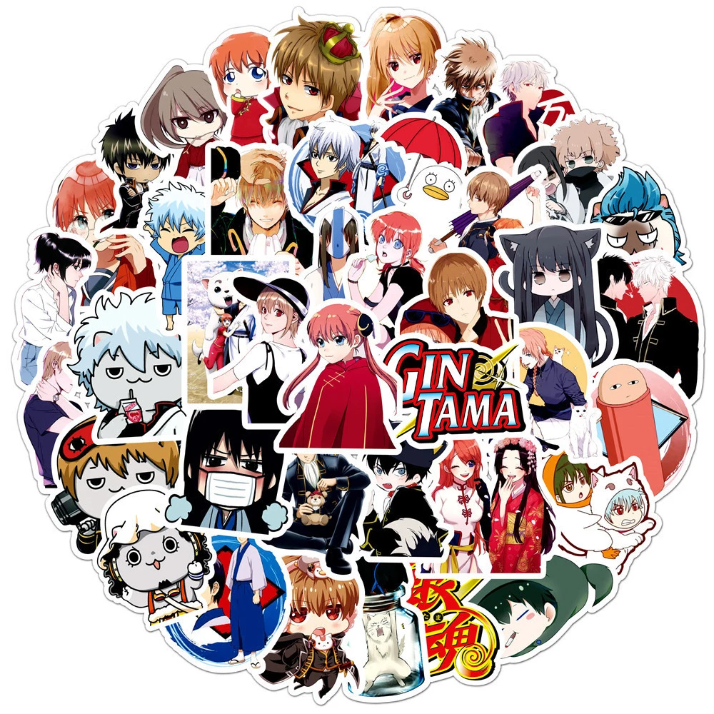 10/30/50pcs Cool Gintoki Gintama Anime Stickers Kagura Okita Sougo Sticker Skateboard Motorcycle Wall Suitcase Tsukuyo Decal Toy