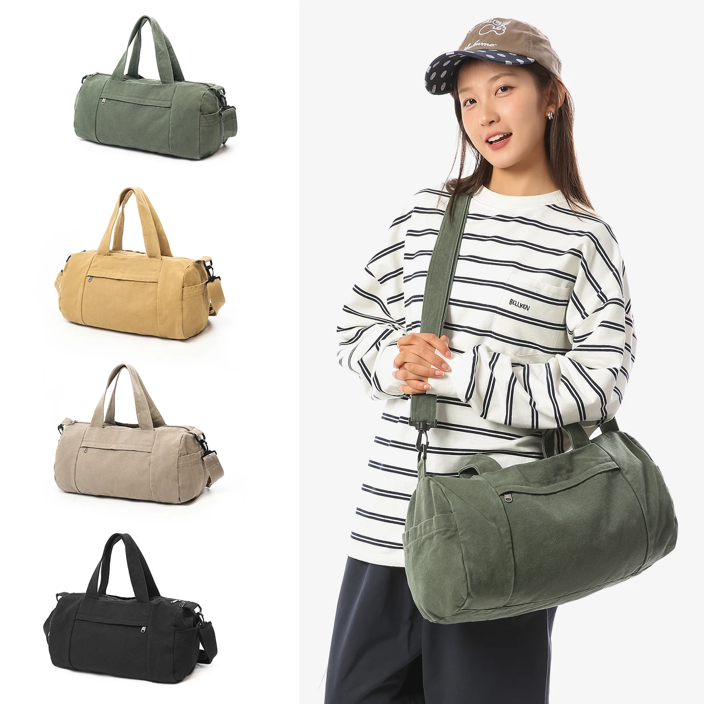 

Вместительная женская сумка из холщовой ткани, спортивная сумка через плечо, винтажная эко-сумка, корейская сумка-мессенджер, сумка-даффл в стиле Y2K, сумка для спортзала с множеством карманов