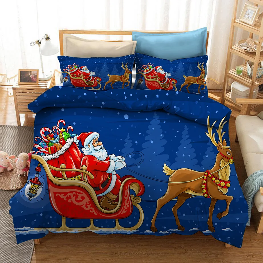 

New Merry Christmas Gift 3D Christmas Santa Bedding Set Queen Twin Single Size Duvet Cover Set Pillowcase Home Textile Luxury