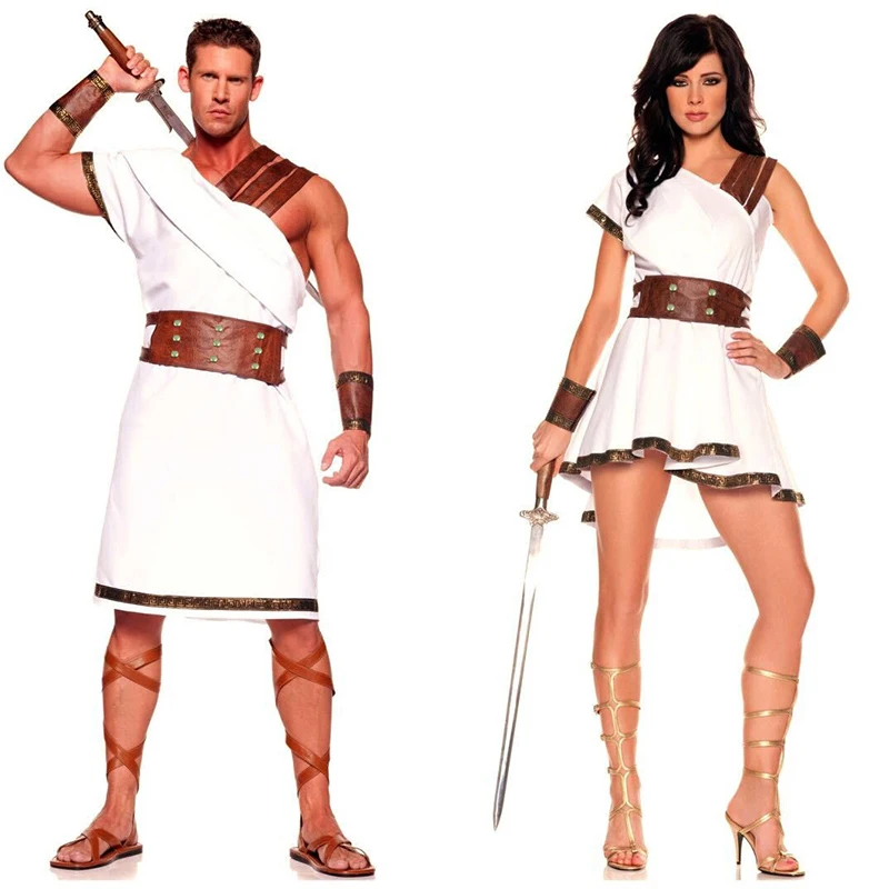 

Adult Women Men Ancient Egypt Costume Carnival Halloween Party Fancy Dress Clothes Roman Solider Cosplay Outfit