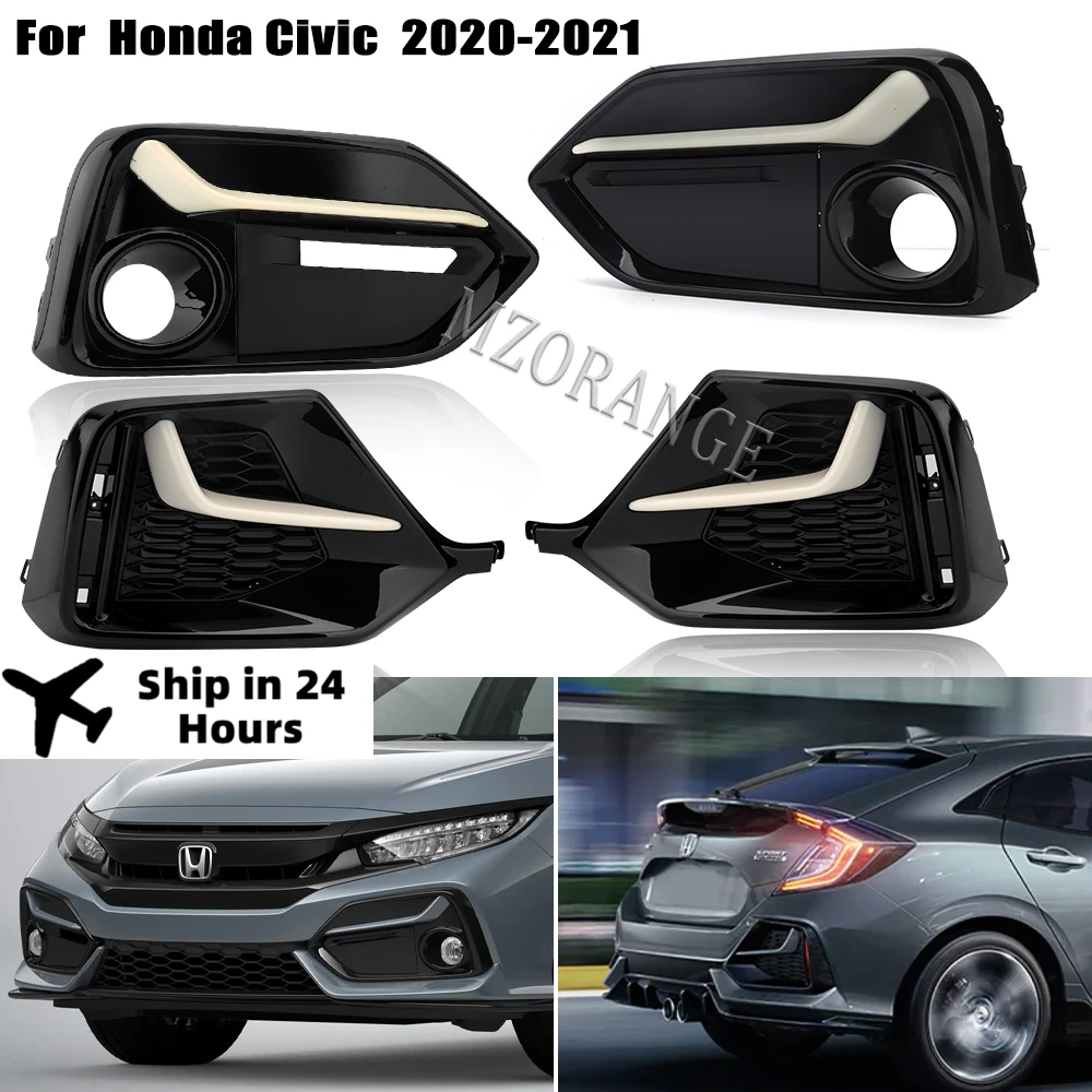 Rear Front Bumper Fog Light Cover Trim for Honda Civic 2016 2017 2018 2019 2020 2021 Fog Lamp Frame Car Accessories Tools