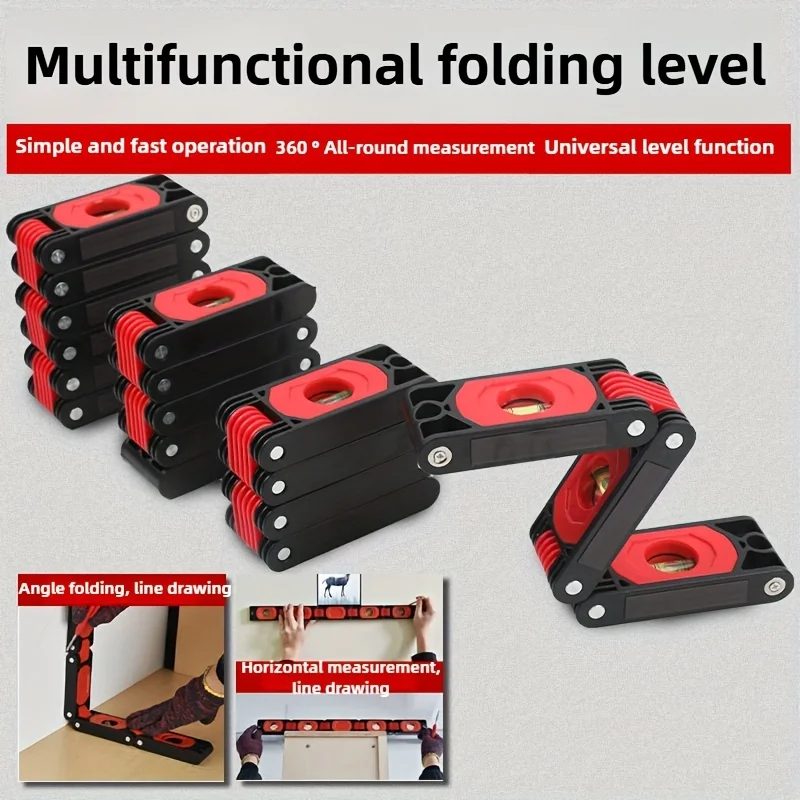

С магнитным уровнем для украшения дома и деревообработки, вертикальная горизонтальная высокоточная портативная многофункциональная складная линейка