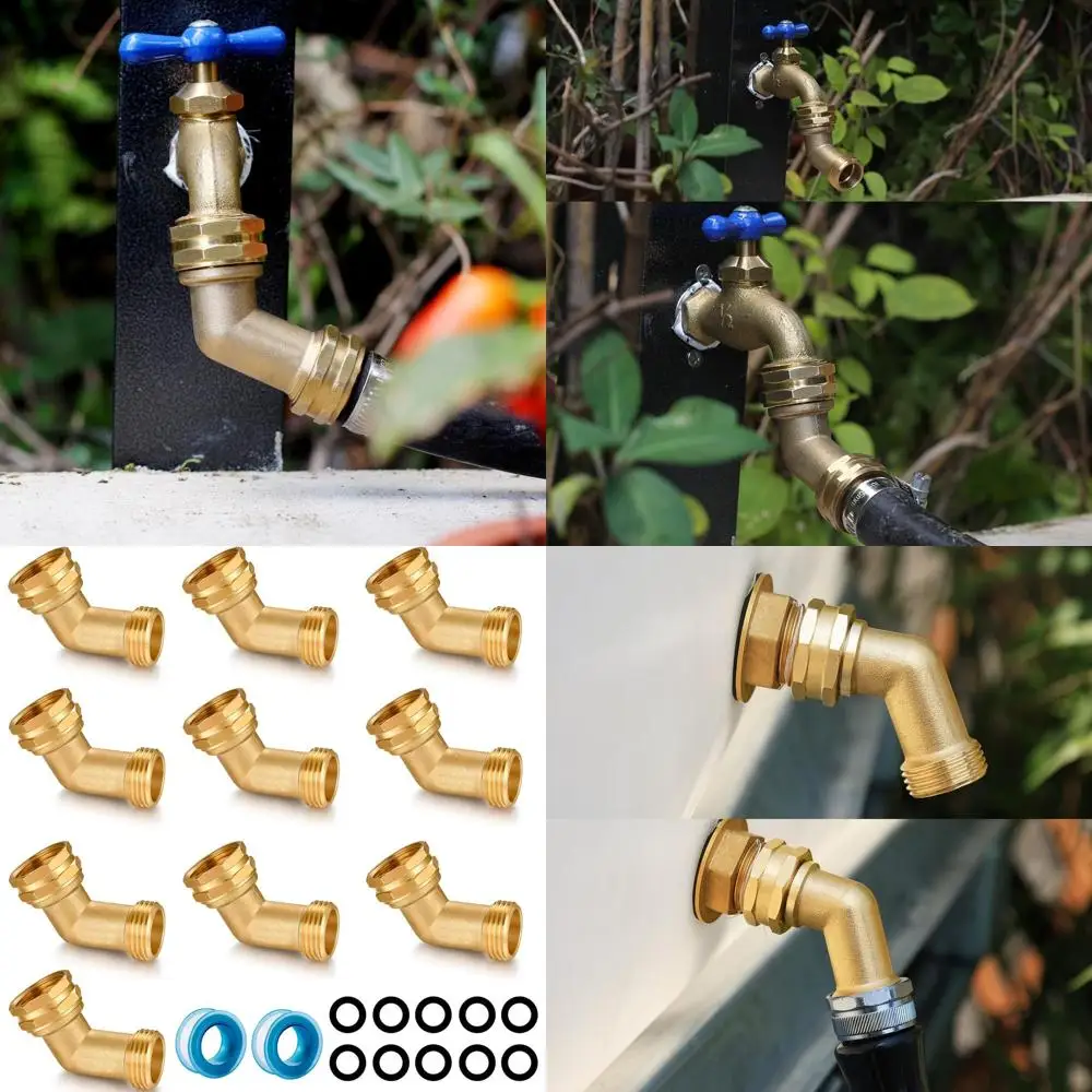 

3/4 Brass 45° Hose Elbow Adapters, 10-Pack for Outdoor Faucet Extensions