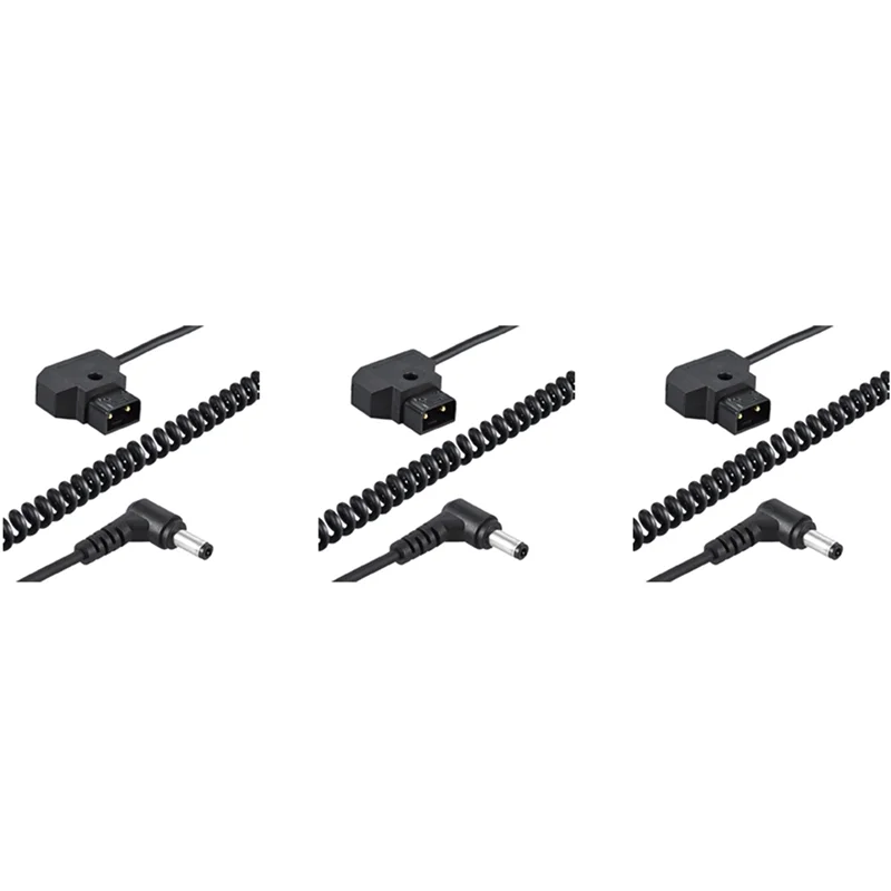 

3X Coiled 1M/3.28Ft D-Tap 2Pin Male To Dc 5.5 X 2.1Mm Adapter Cable Extension Elastic Line For Anton V-Mount Battery