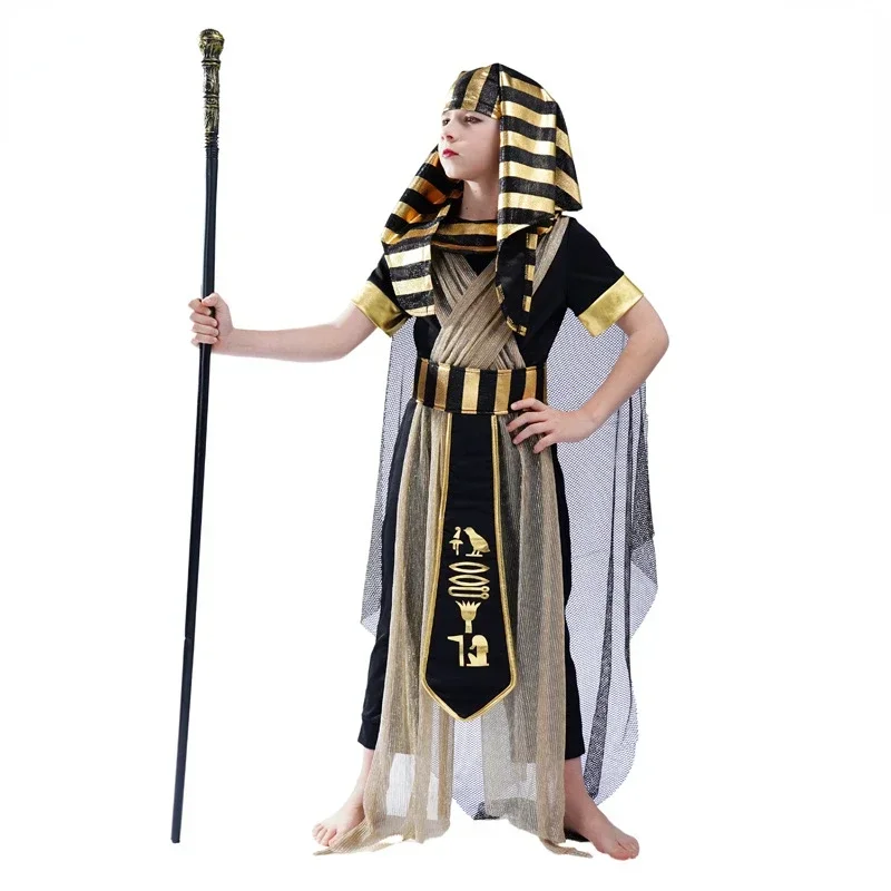 Carnaval Halloween Egyptische Farao Rollenspel Kostuum Dominante Farao Kostuum Meisje Jongen Podiumvoorstelling Kids Kostuum