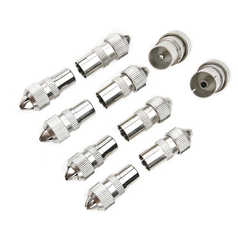 10pcs (5 x Male, 5 x Female)TV Aerial Coaxial Cable Connectors Adaptor