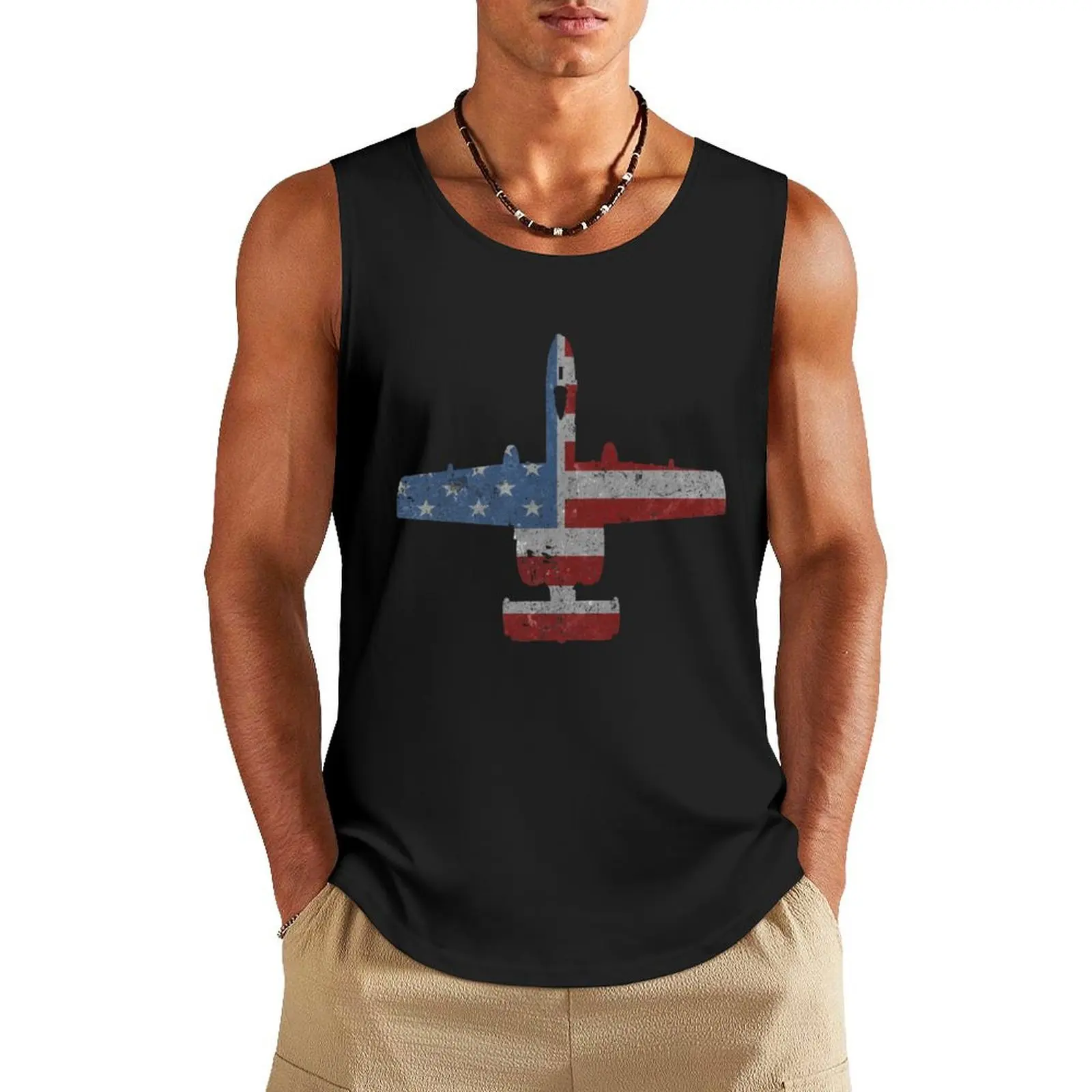 A-10 Warthog Airplane American Flag Design Tank Top vest men gym accessories men