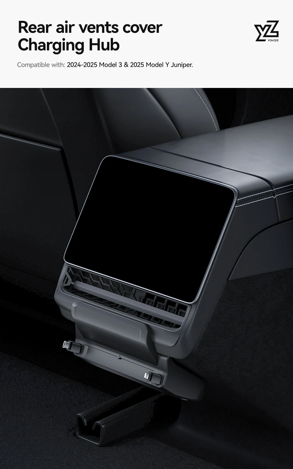 YZ Für Tesla Model 3/Y Highland Juniper Hecklüftung 27W Schnellladegerät USB-Shunt-Hub Intelligente Dockingstation Zubehör – Detail 1