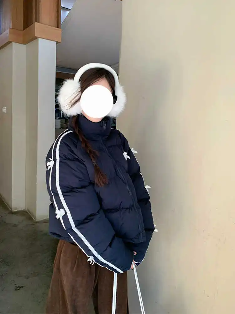 2025 Donne di Inverno Moda Coreana Parka Y2k Cappotto Del Collare Del Basamento Arco Shoujo Outwear Spessore Caldo Giacca Imbottita Alla Moda 2000s College