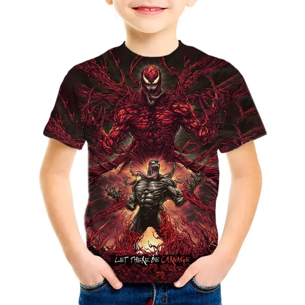 Boys/Girls New Summer Venom T-shirt Children Casual 3d Print T Shirt Funny Cool Boy Kids Marvel Tee Harajoku Streetwear Tops