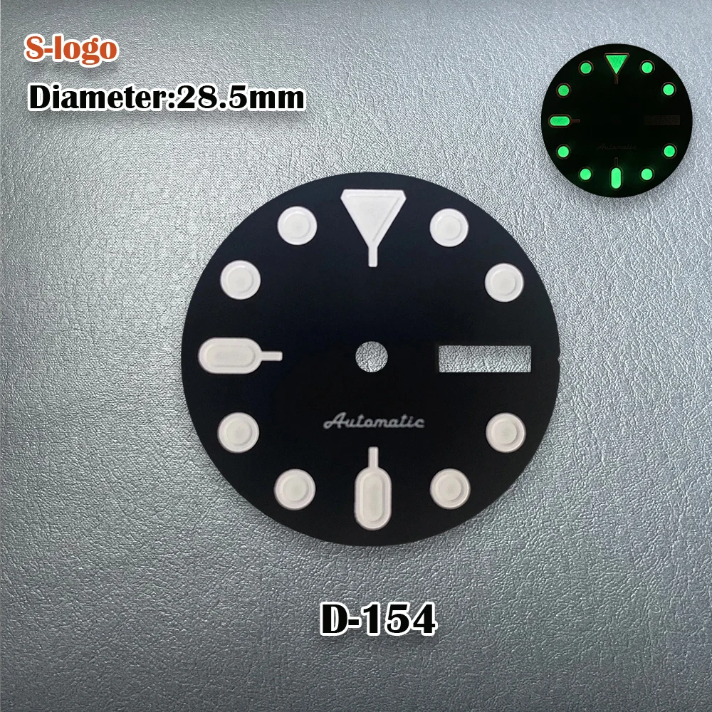 New 28.5mm NH36 Dial S Logo Green Luminous SKX007 Dial Suitable For NH36 Japanese Automatic Movement Watch Accessories