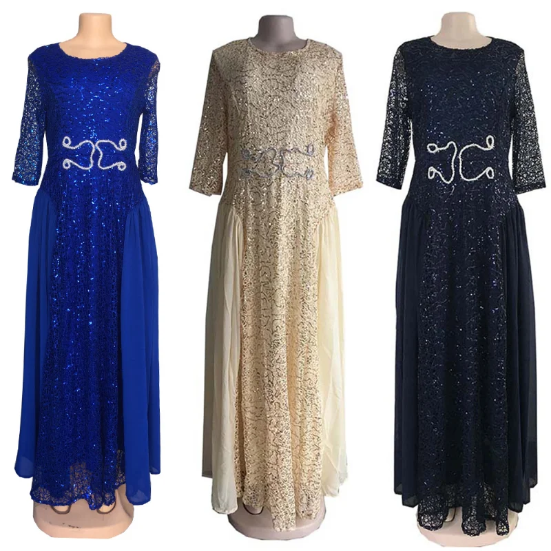 African Lace Chiffon Dresses For Women Plus Size Ankara Dashiki Maxi Robe Dubai Turkey Sequin Abaya 2023 Wedding Party Dress